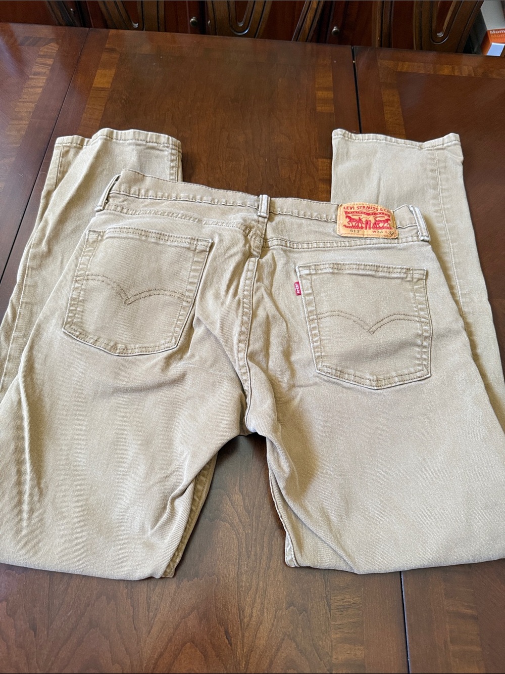 Levi's 513 men’s tan khaki Beige Jeans size 34x32